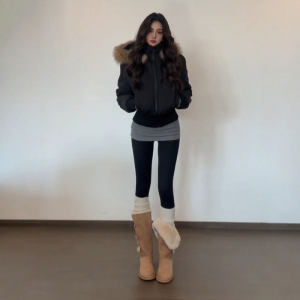 CHANGTONG | Chic Small Size Hooded Down Jacket with Fur Collar