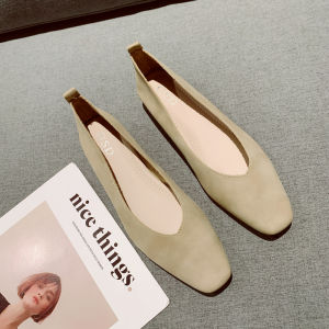 Comfortable Soft Surface Slip-On Fashion Shoes Womens 2025 New Retro Style Square Head Simple Match All-Match Low Heel Shoes