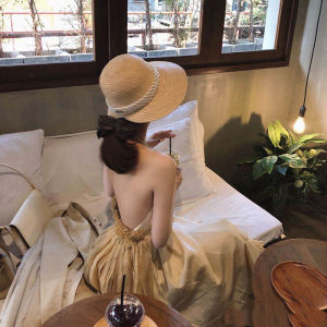 หมวกกันแดดทรงกลมสไตล์ลำลองสำหรับผู้หญิงในช่วงฤดูร้อน หมวกทรงชายหาดที่สวยงาม หมวกปีกกว้างสำหรับเดินทางและพักผ่อนในชายหาด