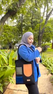 Jual Tote Bag Wanita kuliah Online Harga Terbaik Motif Kombinasi 3 Warna Tas Totebag Kekinian
