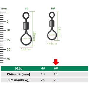 DNDYUJU 100 Chiếc Matt Đen Nhanh Cá Chép Câu Cá Xoay Mắt To Cán Xoay Thay Đổi Cổng Kết Nối Đồng Phụ Kiện Câu Cá