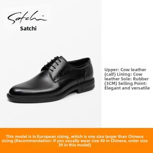 Black Genuine Leather Derby Shoes for Business Work