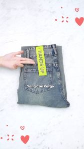 JINISO - Highwaist Cargo Loose Jeans 405 HANDS UP Jeans Denim Loose Fit Pakaian Denim Wanita - Lazada