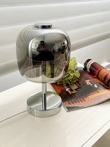 Modern Glass Table Lamp Chrome Cylinder Bedside LampsThree Colorendless Dimming For Bedside Living Room Office