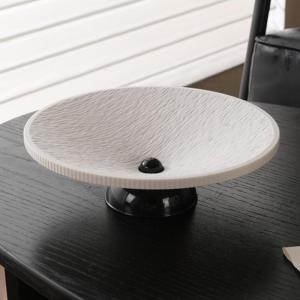 Minimalist Textured Pedestal Fruit Tray Stable Base Elegant Design Perfect For Coffee Table Serving Fruits Snacks Desserts〔YY32〕