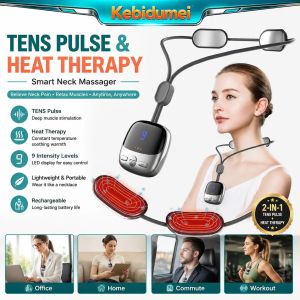 KEBIDUMEI Mini Portable Hanging Neck Massager Smart Hanging Cervical Spine with Hot Compress Relax Relief EMS Pain Thigh Mini Back Compr