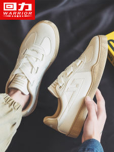 Warrior Mens Canvas Slip-On Shoes Soft Bottom Casual Sneakers Trendy White Shoes Comfortable Leather Splicing Low Top