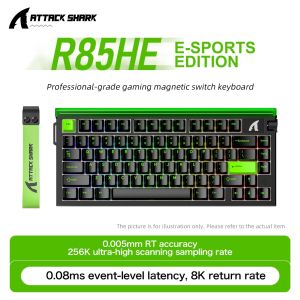 ATTACK SHARK | ATTACK SHARK R85HE Magnetic Axis Gaming Wire Keyboard 8KHz Rate 0.005mm RT Precision Adjustable 5 Layer Soundproof Filling RGB