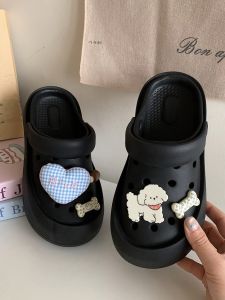 Cute Dog Hole Hole Shoes Womens Summer Outdoor Fashion Sandals Flat Bottom EVA Casual Slip-On Thong Flip Flops Beach Shoes