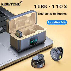 KEBETEME Lavalier Microphone 2.4GHz Wireless Microphone Magnetic Suction Microphone With Charging Case For Video Recording Plug and Play