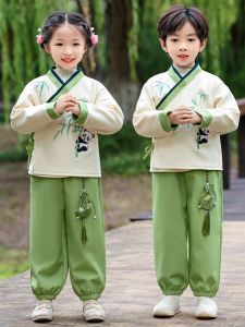 Childrens Traditional Chinese Costume Set Fleece Lined Performance Outfit Boys Girls Tang Suit New Medium Performance Clothes