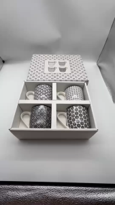 KHUN SANTIแก้วมัคเซรามิค 4 ใบ(ลายกราฟฟิก)EMS1567/4-1GB