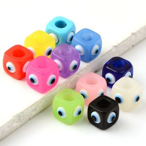 6pcs Transparent color eye square acrylic bead Big Hole Spacer Bead For Jewelry Make Bracelet necklace anklet Diy Accessories