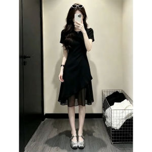 Ge·an·fei | Đầm Dài Elegance Định Hình eo Với Ren Nếp