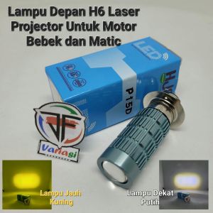 Lampu Depan LED Motor H6 Laser High Low 2 Warna Putih Kuning 9w+9w AC DC Buat Motor Matic dan Bebek