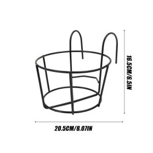 Balcony Plant Stand with Hanging Hooks Simple Iron Flower Pot Stand Round Wall-Mounted Potted Plant