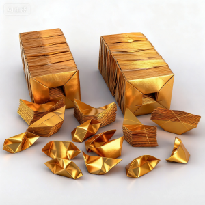 JIALUO | Handmade Paper Half-Finished Silver Ingots Gold Paper Foil Thick Cut Corner Half-Finished Ingots Incense Paper Money Gold Bars