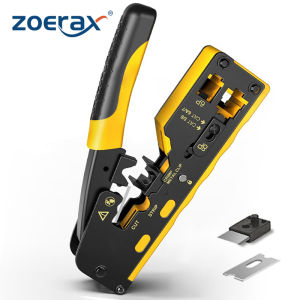 ZoeRax RJ45 Crimper Tool Ethernet Crimping Tool Wire Cutter Crimper For Cat7 Cat6a Cat6 Cat5e Pass Through Connectors