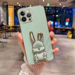 Callfire New Design Realy stock For Samsung Galaxy A24 A13 4G M14 A52 5G 4G A52S A72 5G 4G A32 5G A33 5G A53 5G A73 5G A23 5G A25 Case Luxury 3D Stereo Stand Smile Rabbit Plating Phone Case Fashion Cute Soft Case