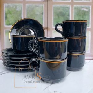 1 SET CANGKIR KERAMIK HITAM KELUARAN TERBARU