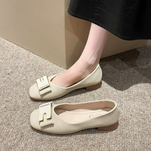 IELGY รองเท้าเดี่ยวสำหรับผู้หญิงรองเท้ารองเท้าส้นตึกนิ้วเท้าเหลี่ยมแฟชั่นนิ่มนิ่มตื้นใหม่2024รองเท้าผู้หญิง