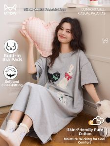 MiiOW | Summer Cartoon Cute Short Sleeve Outwear Cotton Pajama Dress with Padding
