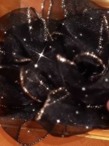 2023 Trendy Black Fluffy Hair Ties Womens Bun Elasticity Large Bowknot Hair Accessories Korean Style Fresh out Fashionable