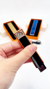 USB Rechargeable Tungsten Filament Lighter Windproof Silent Ultra Slim Portable Lighter with Thickened Tungsten Wire for Daily Use