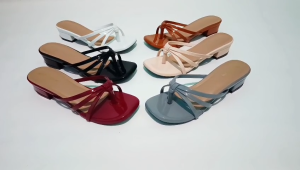 Sandal Wanita Heels Kekinian Hak Pendek 3cm Tali Silang Jepit Slip On Elegan Nyaman untuk Santai Kerja & Acara – Tersedia 6 Warna