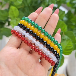 Q2027 Chuỗi 4v 108 hạt Ngọc Agate 6li thắt dây cát tường các màu: trắng vàng đỏ xanh lá đen đủ mệnh - Phong Thuỷ TUDO