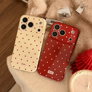 Korean Full Screen Polka Dots Soft Phone Case For iPhone 17 16 15 14 13 12 Pro Max 11 Candy Colors Shockproof Protective Cover