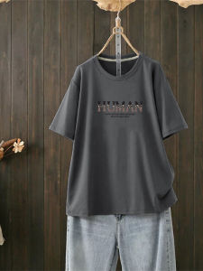 Loose Fit Cotton round Neck Short Sleeve T-Shirt Casual Comfortable Breathable Summer New Style Slimming Effect Vintage Top