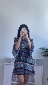 1056 Gaun Dress Midi Wanita Mileva Boho Chiffon Import