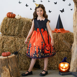 MQATZ Halloween Ghost Festival Costumes Witch Dress for Girls 3-10 Yrs Children Mesh Vampire Cosplay Stage Performance Party Vestidos AWS023