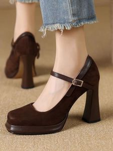 Giày Cao Gót Đế Xuồng Chống Thấm Nước Đế Dày Thời Trang Cho Nữ Mùa Thu Đông Mũi Nhọn Đế Cao Gót Nhẹ Thoải Mái Mary Janes Giày Đơn