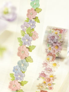 Decorative Long Loop Seamless Cut-Out Pet Glue Tape Vintage Embroidered Flower Handmade Scrapbooking Stickers Ins Style