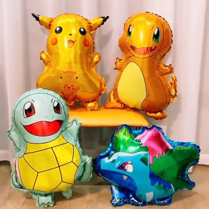 Balon Foil Karakter Kartun Pokémon Balon Standing Pokemon Balon Bulat Pikachu Bulbasaur Charmander Squirtle