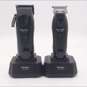 Kemei | Kemei Professional Hair Clipper Kit for Men Ceramic Blade 7500RPM DC Motor with Base Charger Hair Cutting Machine KM-1386 1385