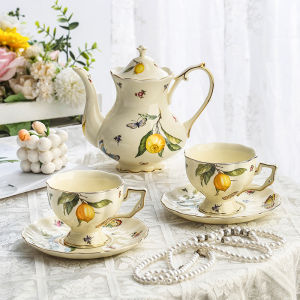 Retro Ceramic Coffee Cup Set French Style Afternoon Tea Mark Water Cup Home Use Coffee Cup with Plate Handmade Crafted