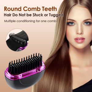 Mini Hair Straightener Comb Anti-Scald 3 Temperature Cordless Hair Straightener USB Rechargeable Travel Portable Hair Straightener Brush