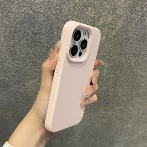 Liquid Silicone Soft Pure Color Protective Phone Case for  15 pro Max 14 pro 13 New Model Full Lens Coverage High End Korean Style