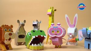 【More Animals!】3D Animal Foam puzzles for kids. Zoo animals DIY paper folding game. Arts and Craft. HEYBABE.