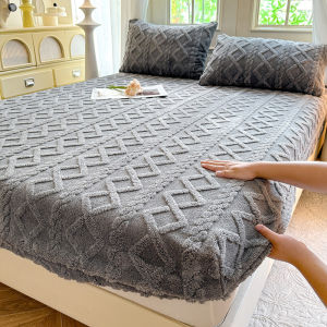 MINGSHA | Warm Thick Taffeta Milk Coral Velvet Bed Cover Single Piece