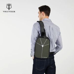 VOLUNTEER Bags Mens Crossbody Bag Hard-shell Cover Casual Shoulder Bag For Men T174