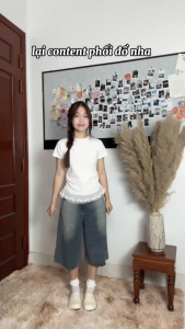 Quần jeans bò nữ dáng lửng ống rộng phong cách Hàn Quốc  Quần bò ống suông rộng cách điệu phù hợp mặc đi chơi QD25