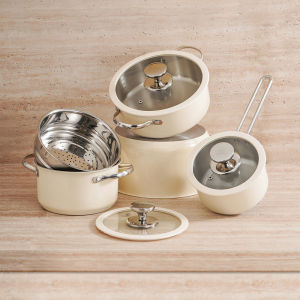Balance.co Premium Buttermilk Casserole Non Stick Soup Pot Induction Cooker Periuk Masak Sup 汤锅 - Cookware Set (5pcs)