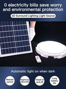 On hand ！Solar ceiling light indoor 25W 40W 60W 80W 120W LED waterproof 3 way colors solar light inside the house High Power Super Bright Smart Remote Control 10 year warranty with solar panel