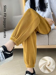 JIANGLU | 2024 New Womens Fleece Lined Loose Fit Trousers High Waist Sporty Casual Pants Autumn Winter Wide Leg Lantern Pants