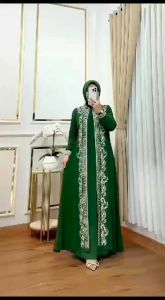 Kiukiu Sarah Dress: Gamis Ceruty Full Puring & Aplikasi Bordir