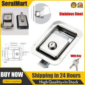 🚚 Local Delivery🚚MS858A Trailer RV Trailer Truck Toolbox Lock Stainless Steel Polished Box Lock Internal Hidden Box Lock Collision Lock With Key